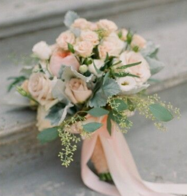 Peach and white bridesmaids bouquet