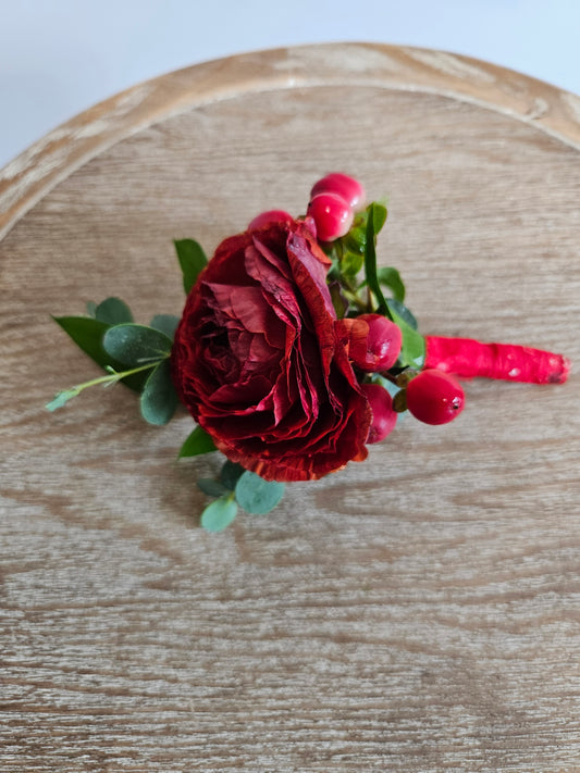 Boutonniere Red Flowers