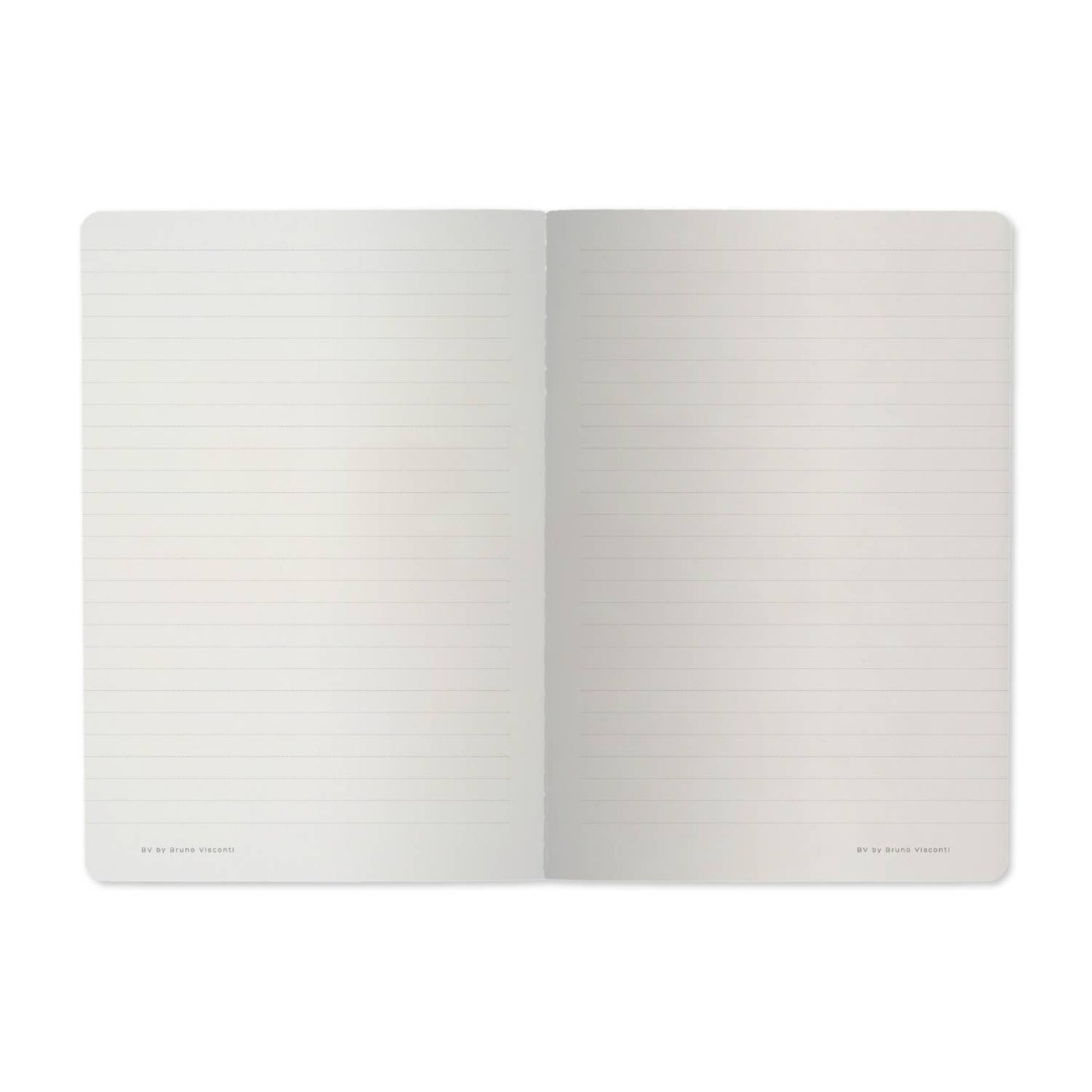 Open notebook with two blank pages on a white background
