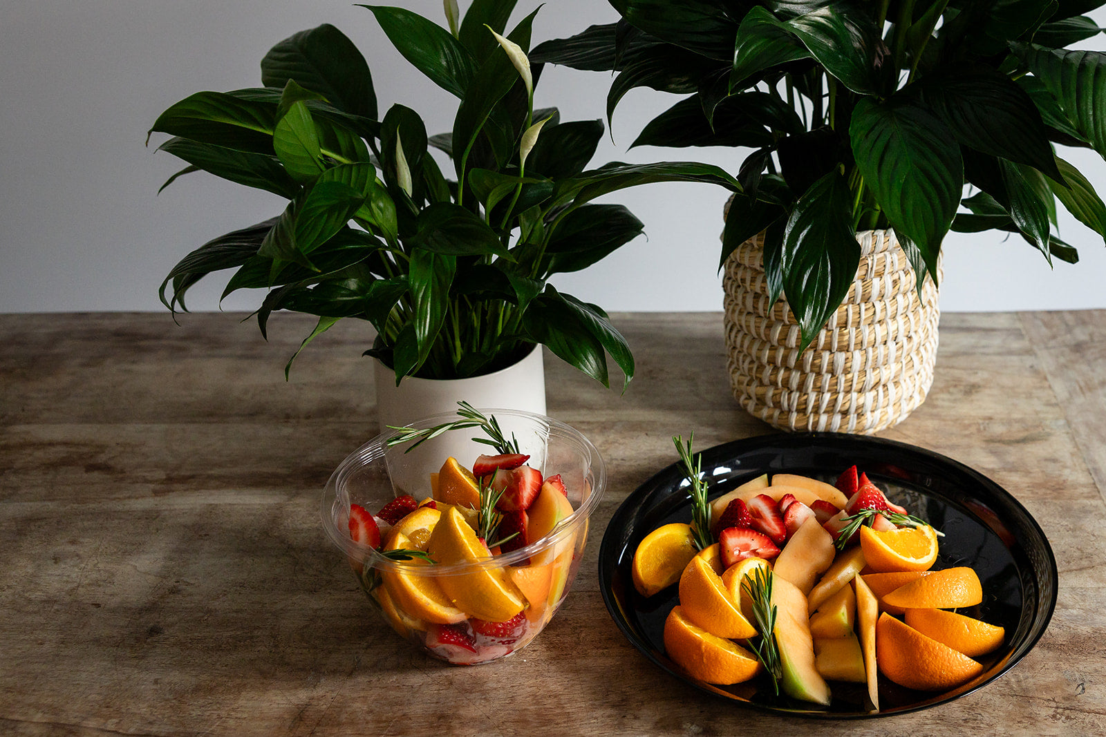 food for peace lily Peace Lily & Fresh Fruit Delight – Green Valley Floral Design