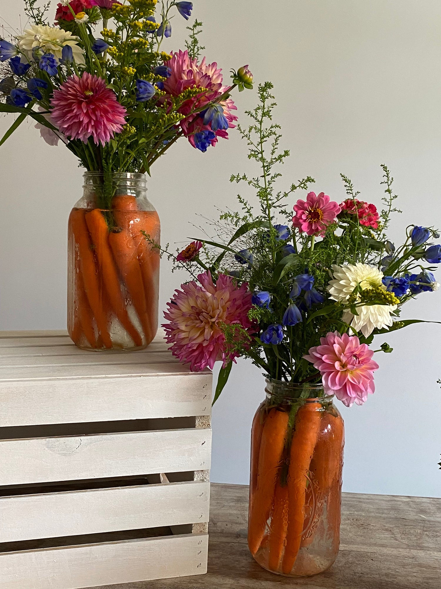 Carrot Root Mason Jar Arrangement