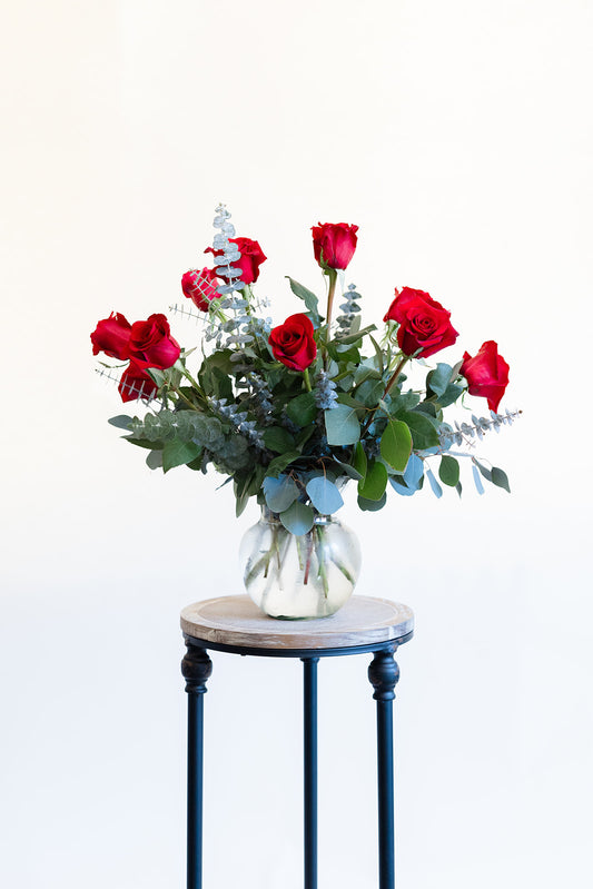 Dozen Red Roses Vased