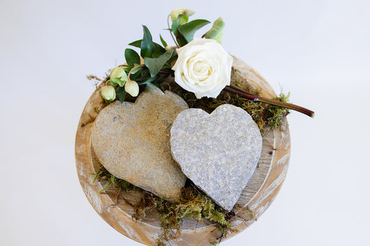 Sympathy Heart Stone Pair with Floral Elegance Gift Box