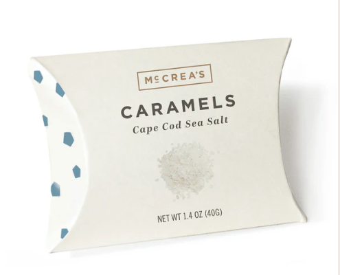 Packaging of McCrea's Caramels Cape Cod Sea Salt on a white background