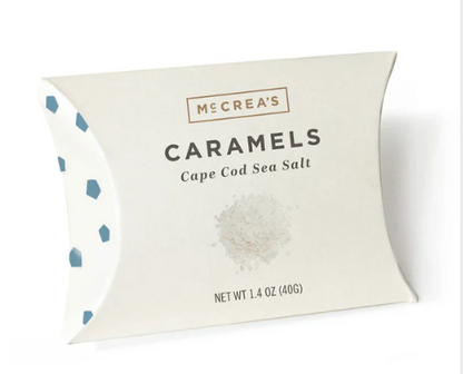 Packaging of McCrea's Caramels Cape Cod Sea Salt on a white background