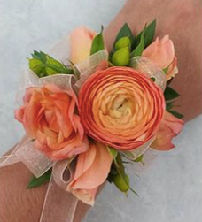 Peach wrist corsage