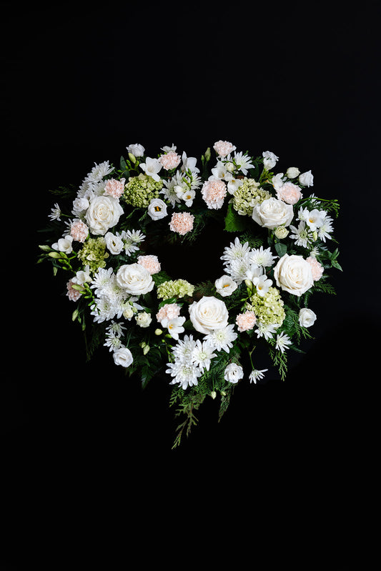 white open heart funeral piece