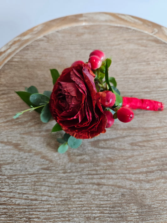 Boutonniere Red Flowers