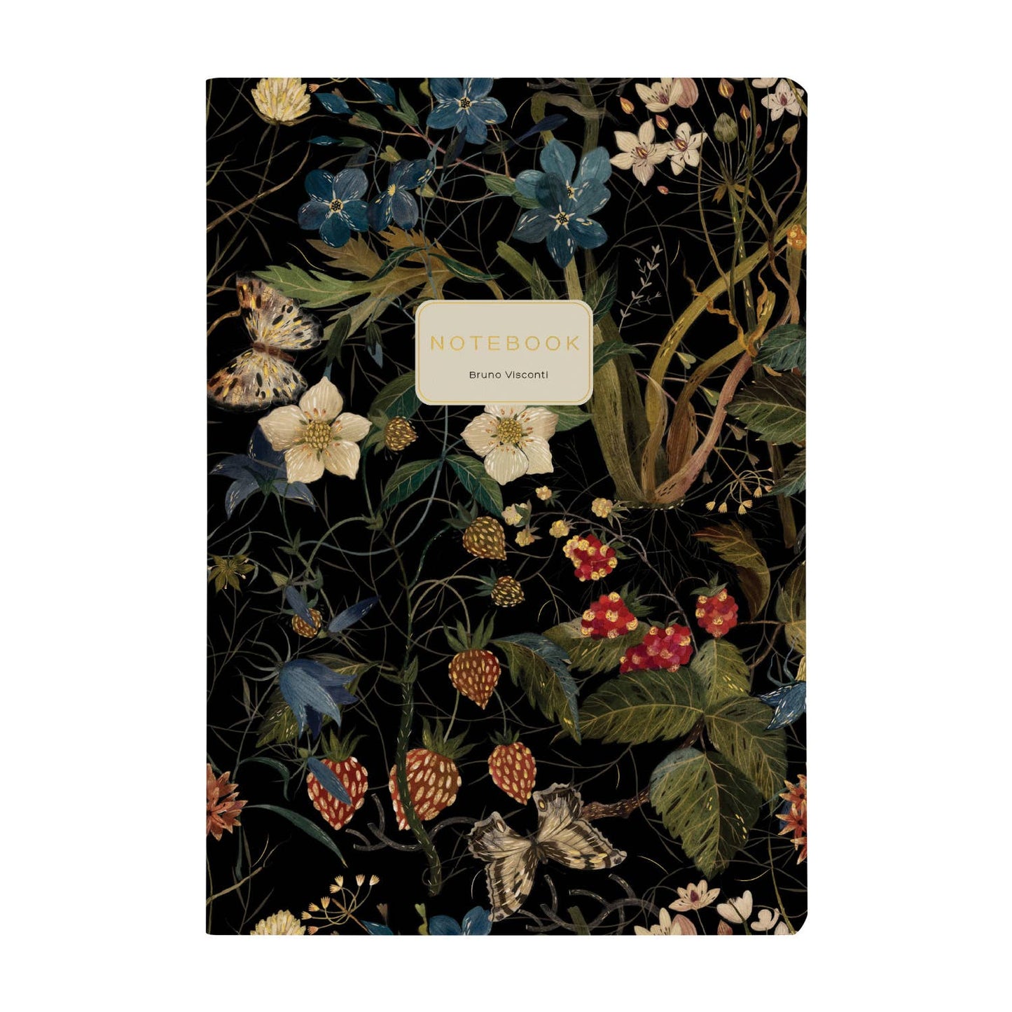 Notebook with floral design on a black background