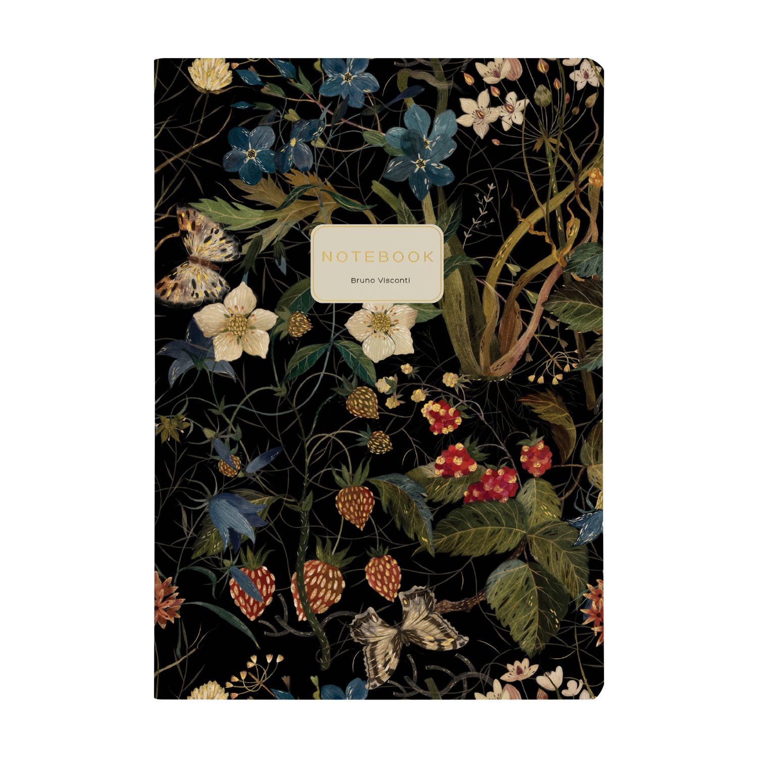 Notebook with floral design on a black background