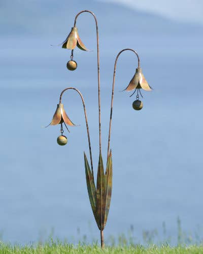 Flamed Triple Bluebells Garden Stake