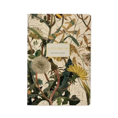 Notebook with botanical design on a white background